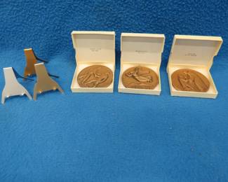 Lot 109. Three "Society of Medalists" bronze medallions. Series #14, #48, and #55. Includes 3 holders.