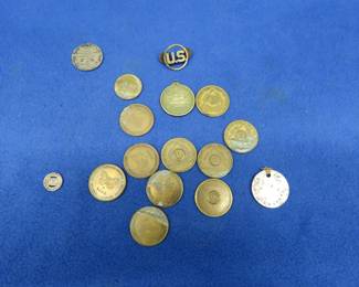 Lot 34. Old sobriety tokens, WWI Lutheran Commission medallion (possibly sterling), and more
