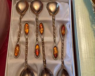 Real amber tea spoon 