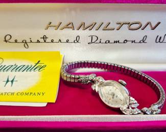 Vintage ladies Hamilton cocktail watch with original case. Circa 1940's - 1960's