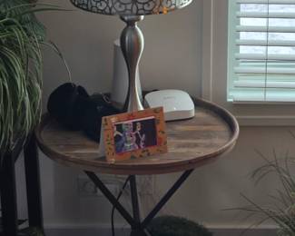 Round table.  Lamp is available