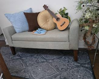 short settee, no back, pillows available.  Uke is NOT for sale