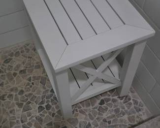 White metal bath stool
