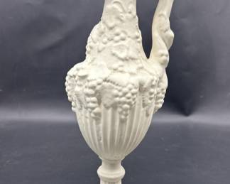 White Porcelain Bisque Ceramic Ewer Pitcher Vase