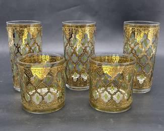 	(5) Culver Valencia Mid Century Bar Glasses