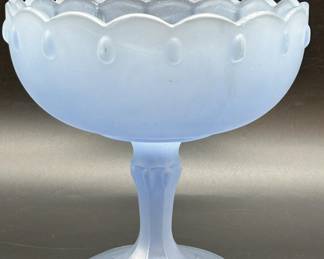 Vtg. Indiana Glass Frosted Blue Teardrop Compote