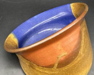 Signed Studio Pottery Glazed Tilted Vase