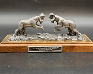 Colorado Storm Pewter Sculpture on Wood Stand