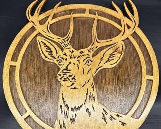 Wooden Deer Head w/ Antlers Wall Hanging