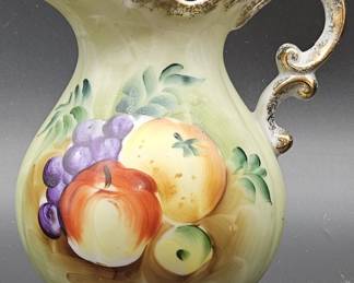 Vintage Norleans Porcelain Pitcher w/ Fruit Motif
