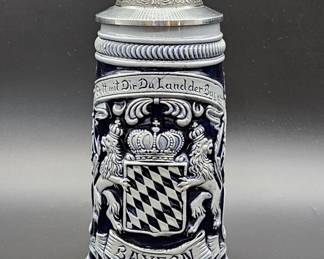 Authentic German Stein w/ Pewter Lid- Bayern
