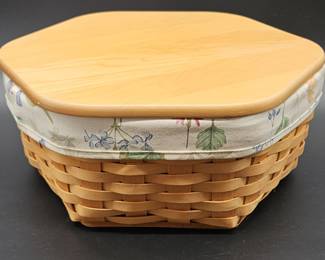 Longaberger Hand Woven Lined 6-Sided Basket