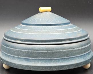 Vintage Footed Metal Powder Box