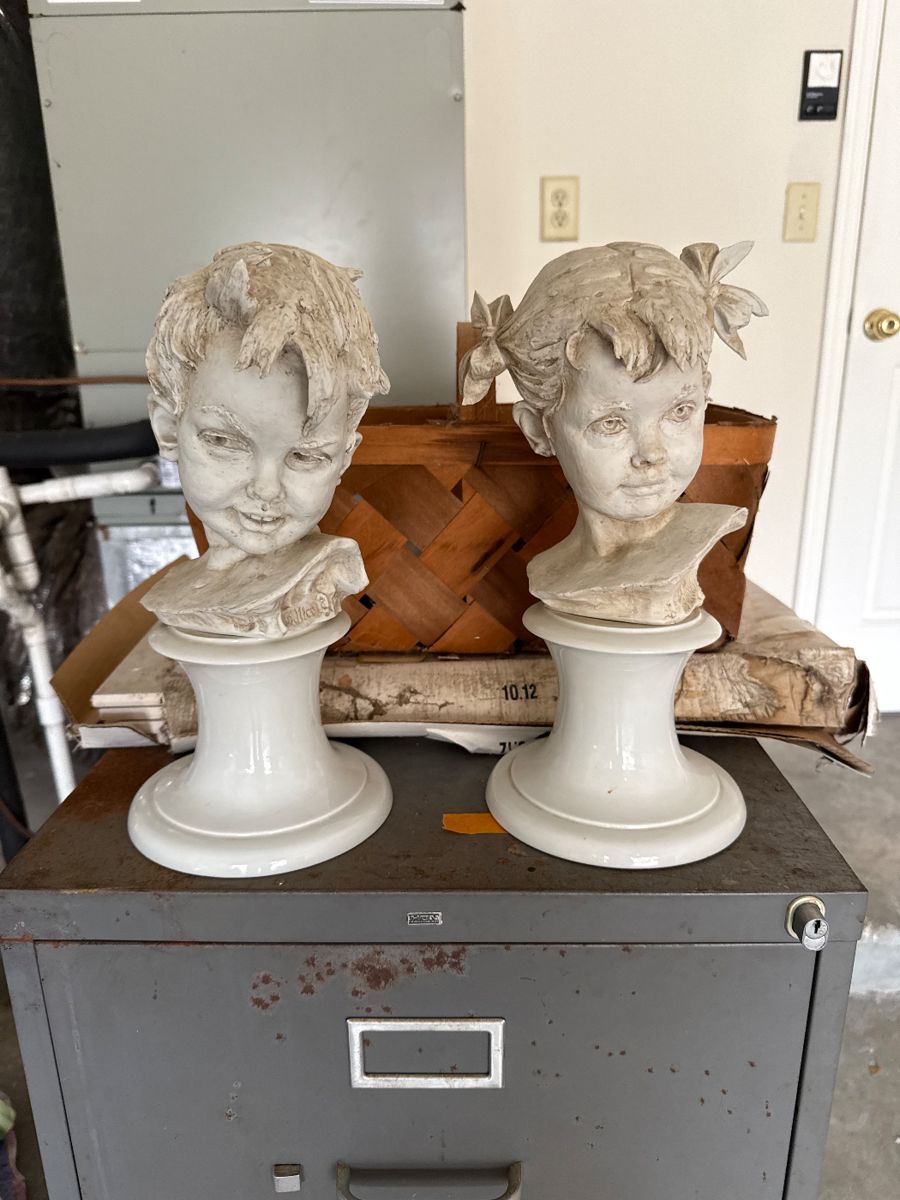Capodimonte Porcelain Bust young boy and young girl by Bruno Merli