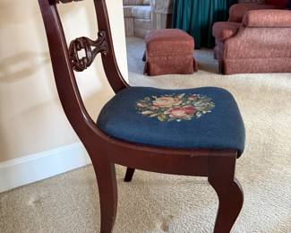 Mahogany needlepoint side chair