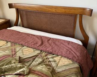Mid century modern MCM full sleigh bed rattan headboard 