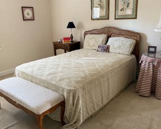 White Furniture Company full size rattan headboard and bed