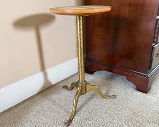 Vintage brass pedestal side table