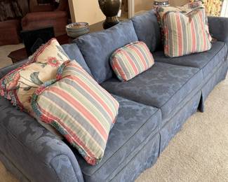 Blue floral vintage upholstered sofa