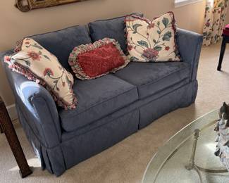 Blue floral vintage upholstered loveseat