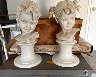 Capodimonte Porcelain Bust young boy and young girl by Bruno Merli