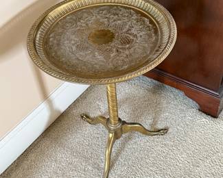 Vintage brass pedestal side table