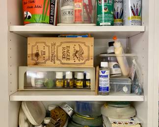 Brayer rollers, ink, art sponges, finish sprays