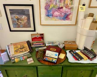 Vintage color pencil and oil pastel sets