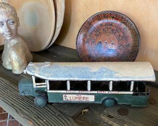 French Handmade, Painted Tin Toy Renault Motorcoach