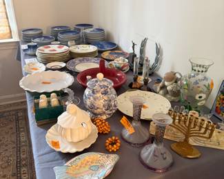 Candlesticks and a variety of platters 