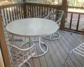 MCM Round Outdoor Table and Chairs with matching lounger