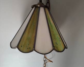 Vintage hanging painted glass lamp.