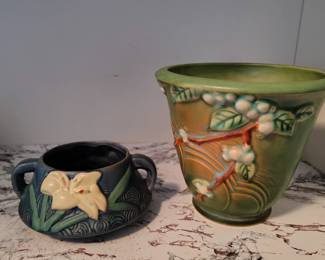 2 pieces of amazing roseville pottery.