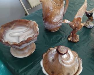 Slag glass Carmel color