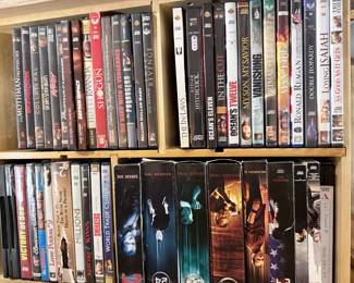  DVDs VHS cassette tapes, record albums from the 50s 60s and 70s