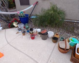 Various baskets, pots, and vases.