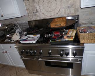 Kitchen items. All-clad Le, Creuset, vintage Lodge.
