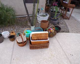 Various baskets, pots, and vases.