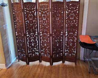 Hand carved 5 panel screen. 