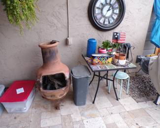 Mexican tiled table. Firepit.