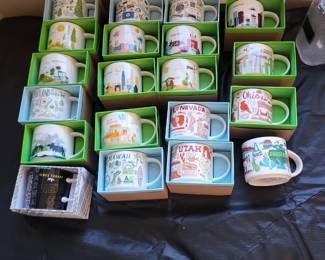 20 Starbucks states and city collectable mugs with boxes.
