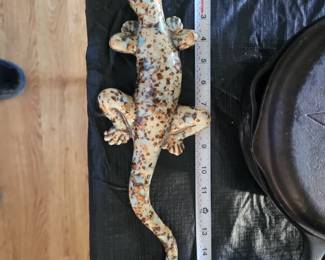 18 inch composite stone gecko sculpture.