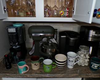 Kithcen aid stand mixer, Keurig Coffee maker, cuisinart coffee maker, Ninja Ice Cream Maker.