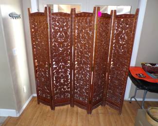 Handcarved 5 panel screen