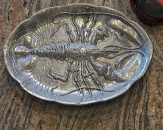 Large pewter platter with a Lobster theme. made by Don Drumm.