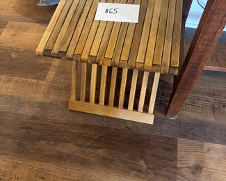 Foldable teak side table for shower/ bathroom