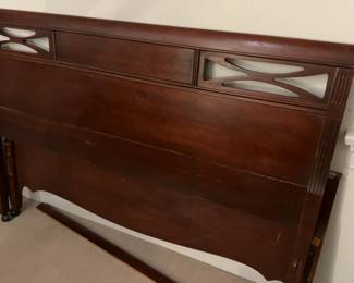 Traditional Mahogany Headboard with X-Pattern Cutout (needs repair)- 56” wide