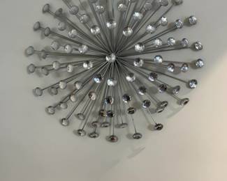 Modern Silver Starburst Crystal Wall Decor (24”)