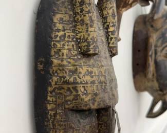 Ritual Mask from Mali (Guinea Coast) - 16” Mid-20th Century Tribal Handmade Mask with Horns