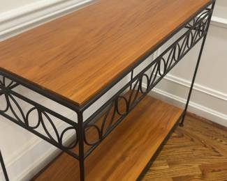 (Solid Teak w Wrought Iron) Custom One-of-a-kind Matching Console Table with Lower Shelf (39” x 16” x 32”) from Côte d'Ivoire SODEFOR Plantation, Mid-Late 20th Century